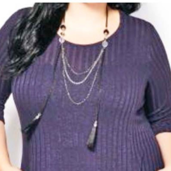 TOP, KNIT, 3/4 SLEEVES, MADE IN CANADA!!, SHARKBITE, PURPLE VELVET COLOUR, SZ 4X - Picture 2 of 3